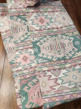 100x90" Southwestern Geometric Print curtain x1 Southwestern Pink‎ Teal Tan
